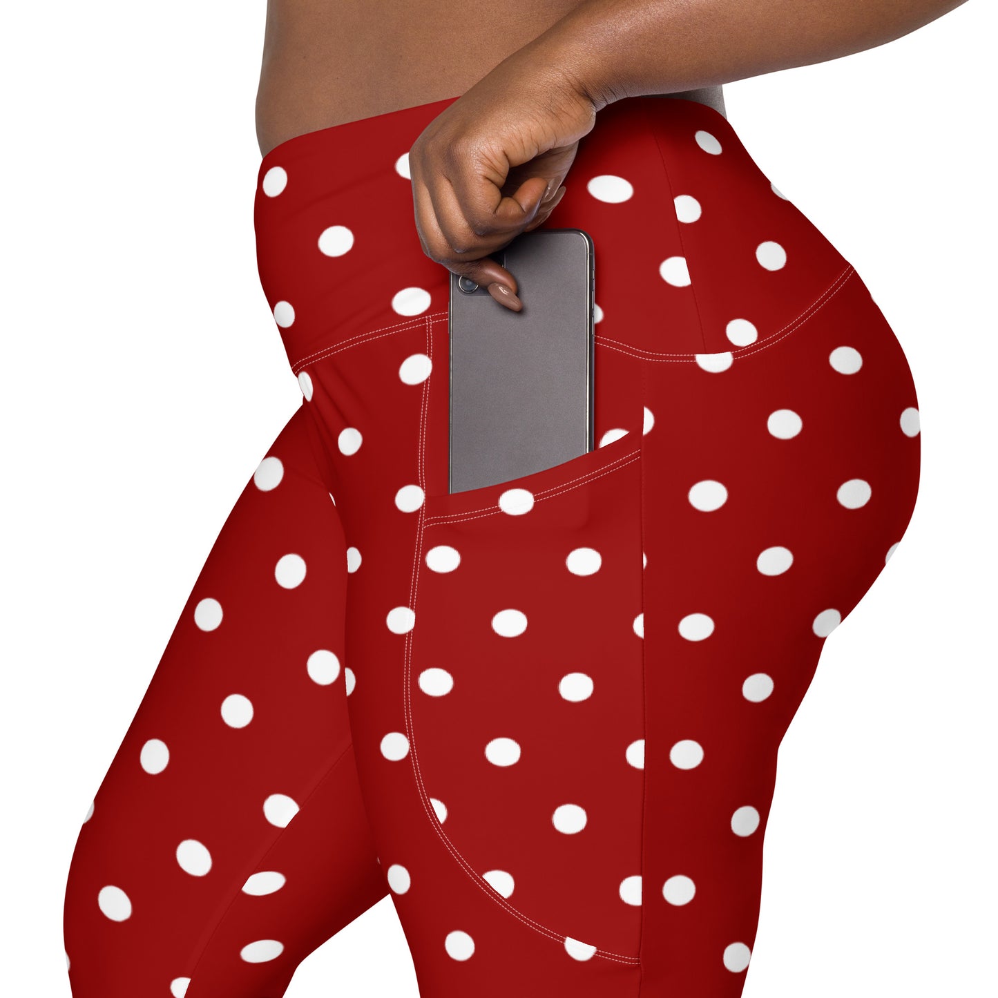 Retro Vintage leggings with polka dots, red leggings with white polka dots, Leggings with pockets, anutcase, 1940's leggings