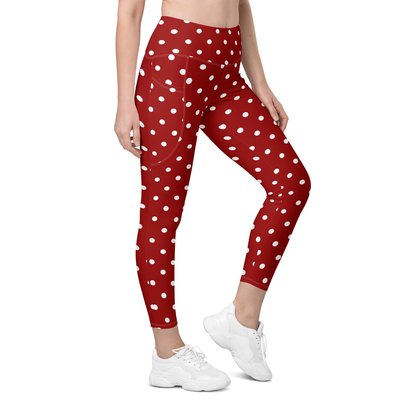 Retro Vintage leggings with polka dots, red leggings with white polka dots, Leggings with pockets, anutcase, 1940's leggings