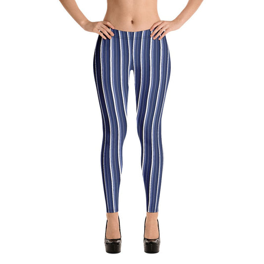 Womens Blue Striped Leggings activewear yoga pants Trend 2022