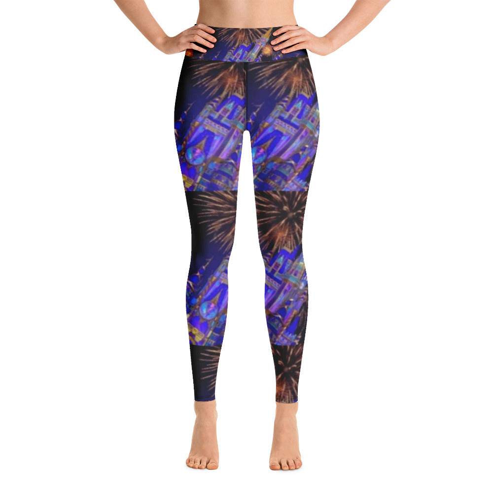 Yoga Pants Cute Castle design by Roxy Maverick