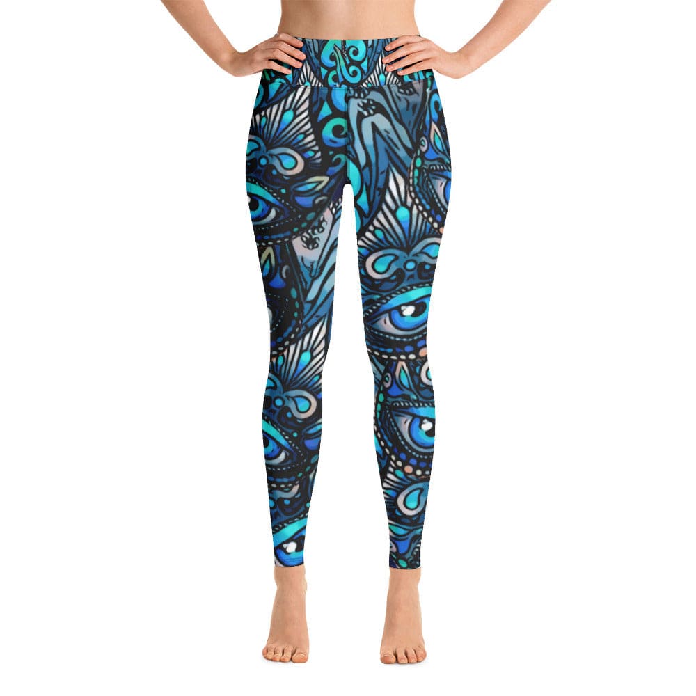 Women's Blue Eye, Evil eye Activewear Yoga Leggings, Blue exercise clothing