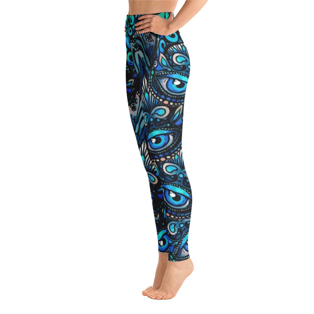 Women's Blue Eye, Evil eye Activewear Yoga Leggings, Blue exercise clothing