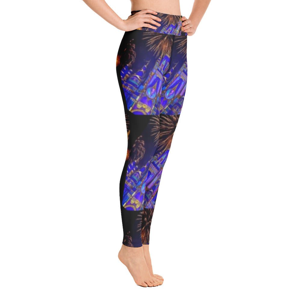 Yoga Pants Cute Castle design by Roxy Maverick