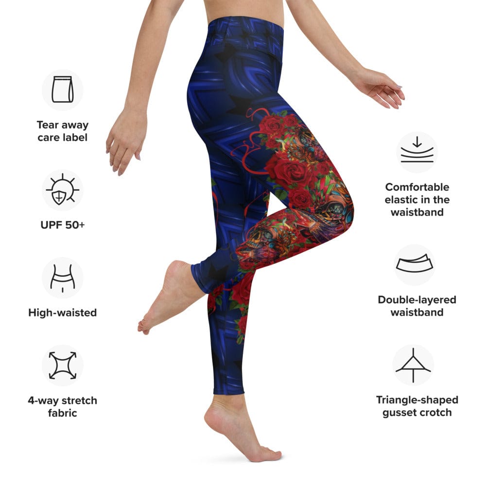 Yoga Leggings Blue skulls, Women's Activewear Exercise clothing