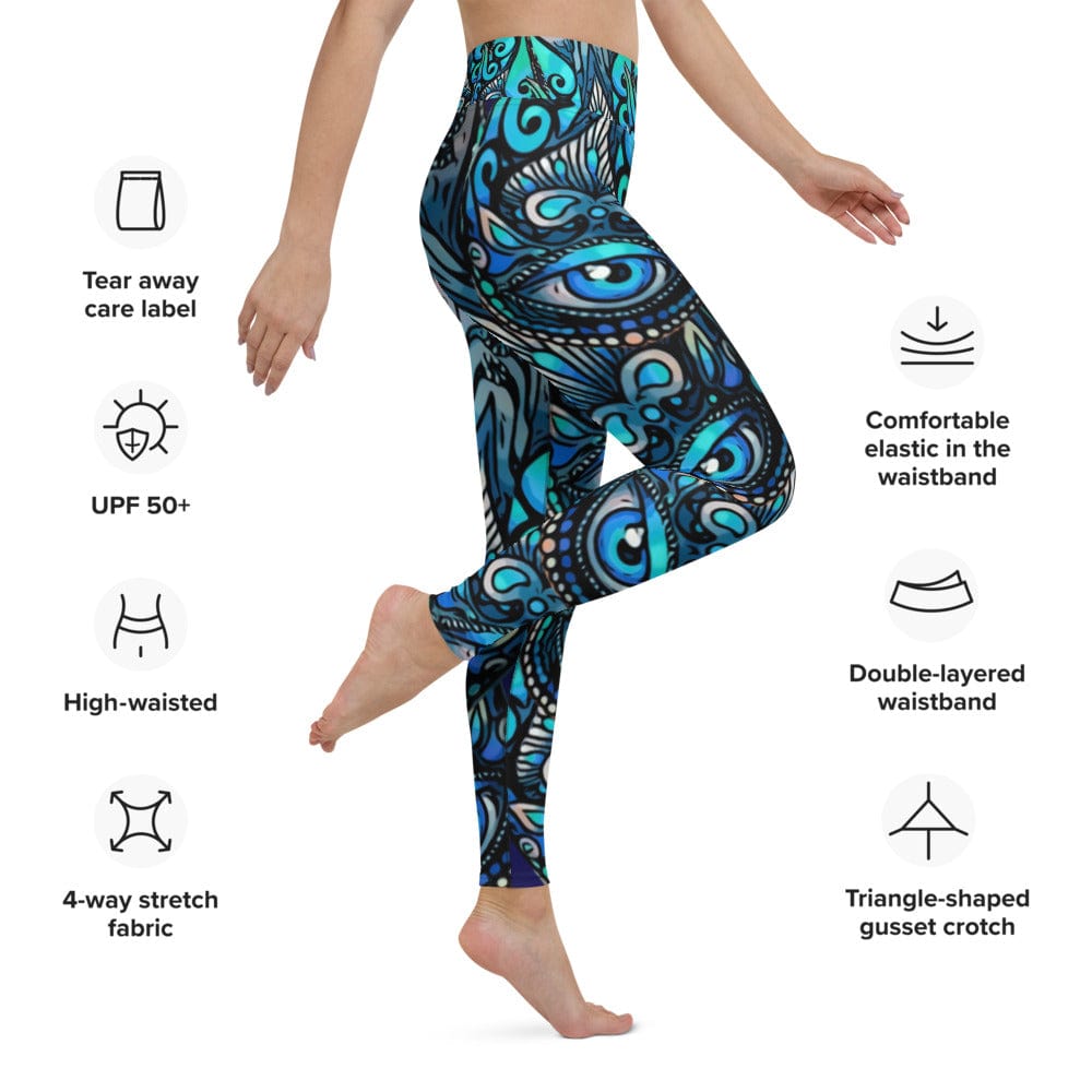 Women's Blue Eye, Evil eye Activewear Yoga Leggings, Blue exercise clothing