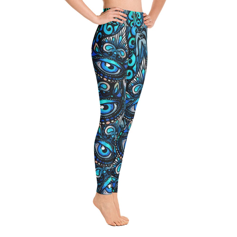 Women's Blue Eye, Evil eye Activewear Yoga Leggings, Blue exercise clothing